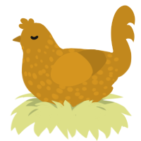 A ochre chicken with a speckle pattern