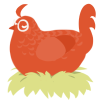 A vermilion chicken with a half-lace pattern