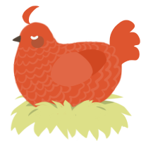 A vermilion chicken with a lace pattern