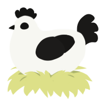 A white and sable chicken