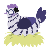 Lilac, a olive and lemon chicken with a bar pattern