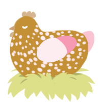 Escherichia Coli, a gold and rose chicken with a speckle pattern