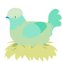 A gluppy and mint chicken with a head pattern