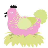 (unnamed), a pink and lemon chicken with a half-lace pattern