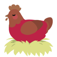 A crimson and russet chicken with a head pattern