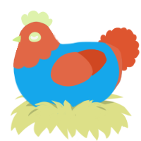 A sky and vermilion chicken with a head pattern