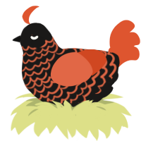 A sable and vermilion chicken with a lace pattern