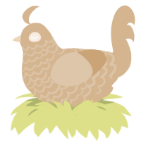 A beige chicken with a lace pattern