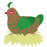 MC Dirt Block 4023, a brown and viridian chicken with a speckle pattern