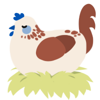 A cream and russet chicken with a neck-speckle pattern