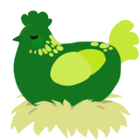 moon mist, a leaf and lime chicken with a neck-speckle pattern
