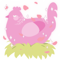Pepto Bismol, a pink chicken with a neck-band pattern