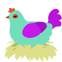 Tarta Bird, a mint and amethyst chicken