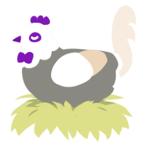 quiddity, a ash and cream chicken with a head pattern
