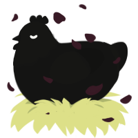 A black chicken with a head pattern