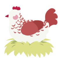 A white and red chicken with a half-lace pattern