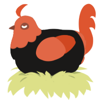 A sable and vermilion chicken with a head pattern