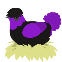 Offbrand FOB, a sable and violet chicken with a head pattern
