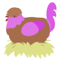 A brown and orchid chicken with a head pattern