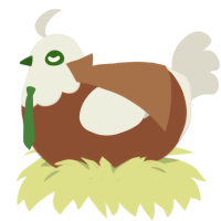 Peeped the Horrors, a russet and mist chicken with a head pattern