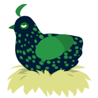 A tumblr and viridian chicken with a speckle pattern