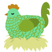 Nuke, a spring and chartreuse chicken with a lace pattern