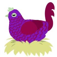 ourple, a violet and maroon chicken with a lace pattern