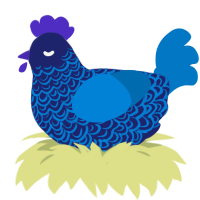 A navy and sapphire chicken with a double-lace pattern