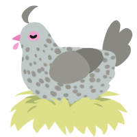 evil little guy, a silver and ash chicken with a speckle pattern