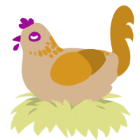 Goldielocks, a beige and ochre chicken with a neck-speckle pattern