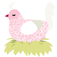 A rose and white chicken with a double-lace pattern