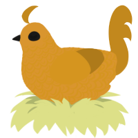 A orange and ochre chicken with a double-lace pattern