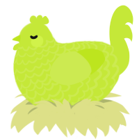 A lime chicken with a lace pattern