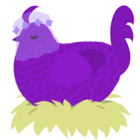 A violet chicken with a lace pattern