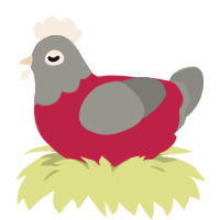 A crimson and ash chicken with a head pattern