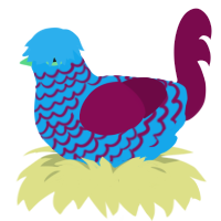 Lok, a sky and wine chicken with a lace pattern