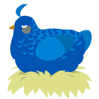 A ultramarine and sapphire chicken with a half-lace pattern