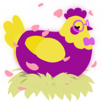 A plum and yellow chicken with a head pattern