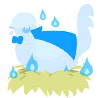 A white chicken with a half-lace pattern