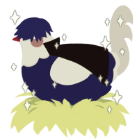 A navy and silver chicken with a head pattern