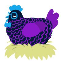 A tumblr and violet chicken with a lace pattern