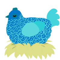 A sapphire and aqua chicken with a double-lace pattern