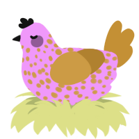 A lavender and gold chicken with a speckle pattern