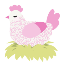 A white and pink chicken with a double-lace pattern