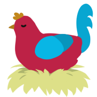 A crimson and cerulean chicken