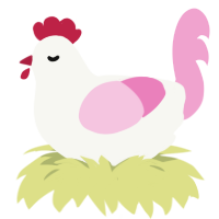 A white and pink chicken