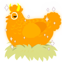 A ochre chicken with a half-lace pattern