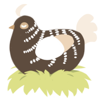 A bark and cream chicken with a half-bar pattern