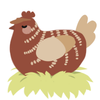 A russet and beige chicken with a half-bar pattern