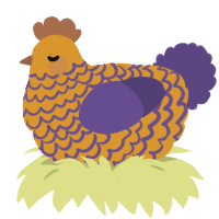 A orange and overcast chicken with a lace pattern